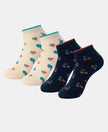 Compact Cotton Stretch Low Show Socks with StayFresh Treatment - Peacoat & Oat Meal (Pack of 2)