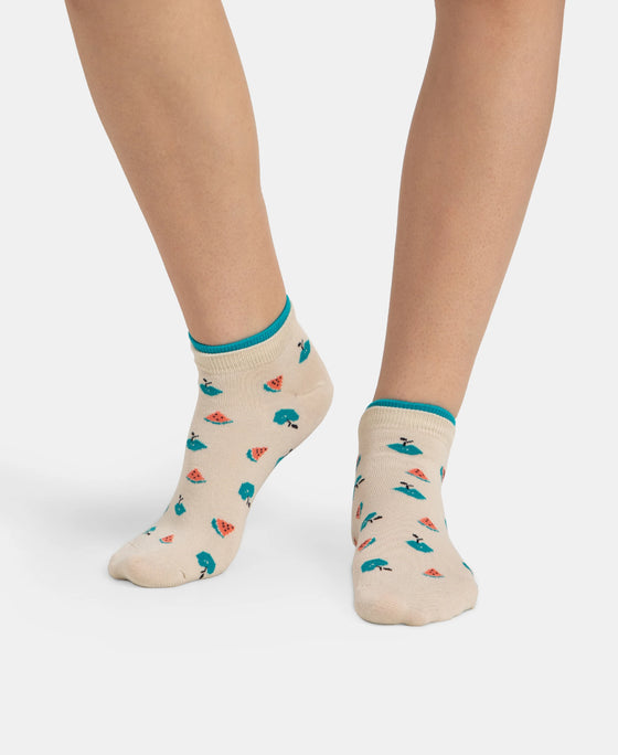 Compact Cotton Stretch Low Show Socks with StayFresh Treatment - Peacoat & Oat Meal (Pack of 2)