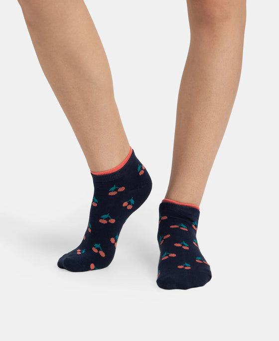 Compact Cotton Stretch Low Show Socks with StayFresh Treatment - Peacoat & Oat Meal (Pack of 2)