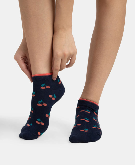 Compact Cotton Stretch Low Show Socks with StayFresh Treatment - Peacoat & Oat Meal (Pack of 2)
