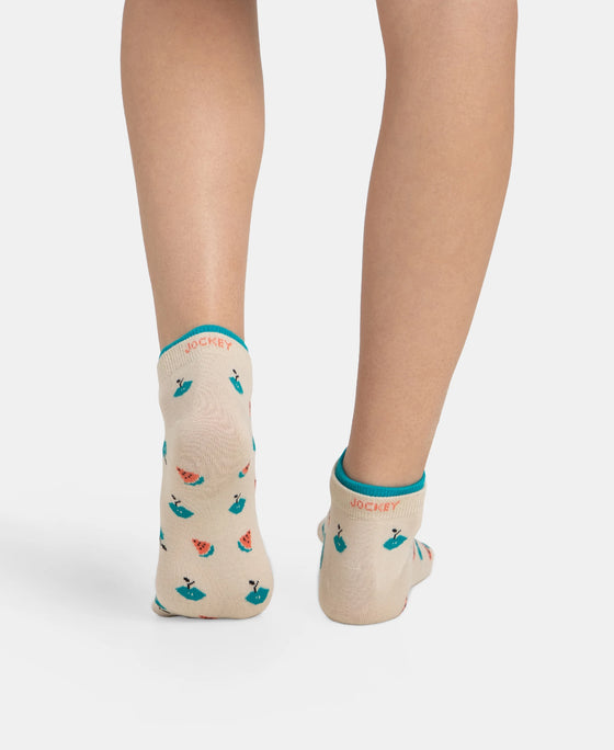 Compact Cotton Stretch Low Show Socks with StayFresh Treatment - Peacoat & Oat Meal (Pack of 2)