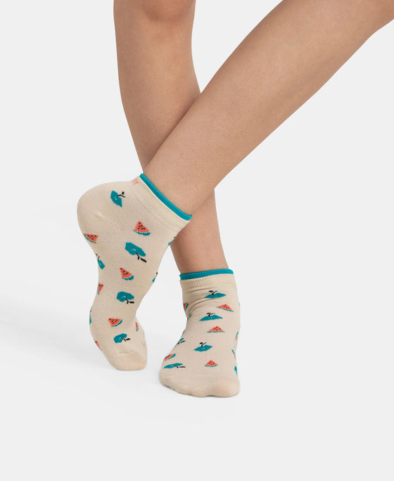 Compact Cotton Stretch Low Show Socks with StayFresh Treatment - Peacoat & Oat Meal (Pack of 2)