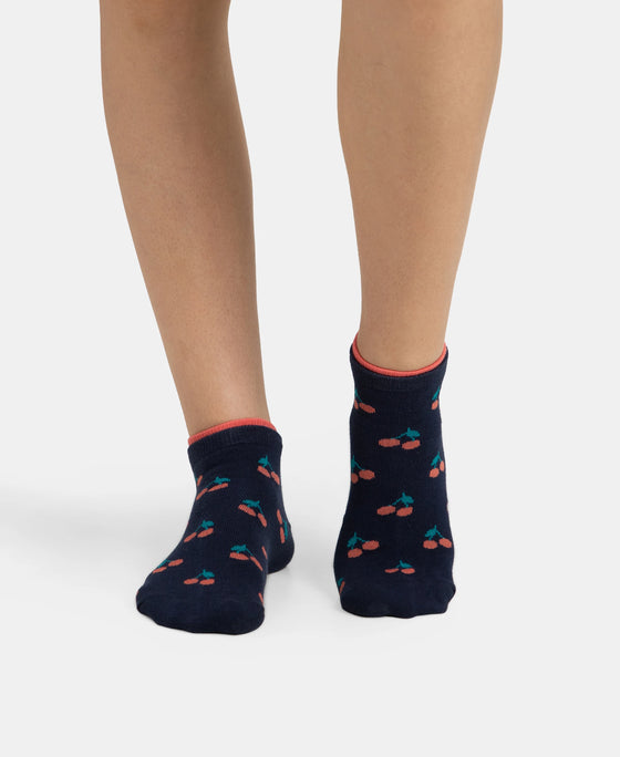 Compact Cotton Stretch Low Show Socks with StayFresh Treatment - Peacoat & Oat Meal (Pack of 2)