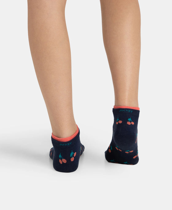 Compact Cotton Stretch Low Show Socks with StayFresh Treatment - Peacoat & Oat Meal (Pack of 2)