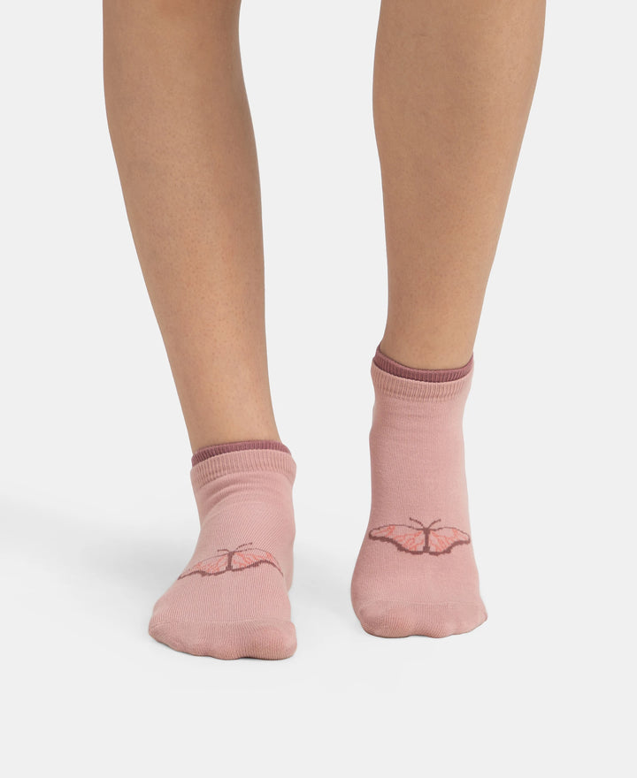 Compact Cotton Stretch Low Show Socks with StayFresh Treatment - Pale Mauve & Wistful Mauve (Pack of 2)