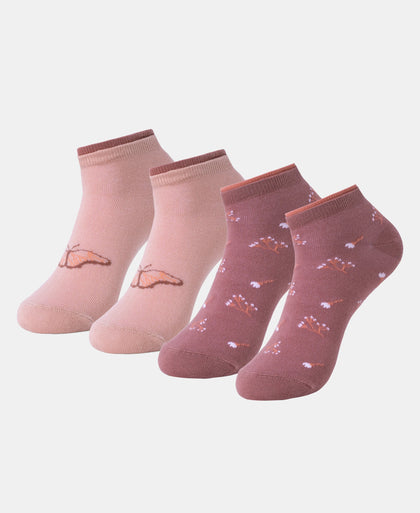 Compact Cotton Stretch Low Show Socks with StayFresh Treatment - Pale Mauve & Wistful Mauve (Pack of 2)