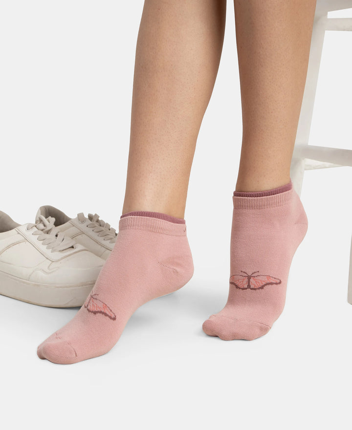 Compact Cotton Stretch Low Show Socks with StayFresh Treatment - Pale Mauve & Wistful Mauve (Pack of 2)