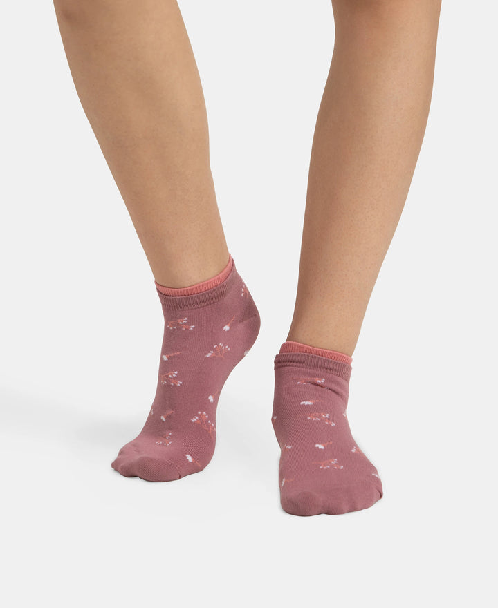 Compact Cotton Stretch Low Show Socks with StayFresh Treatment - Pale Mauve & Wistful Mauve (Pack of 2)
