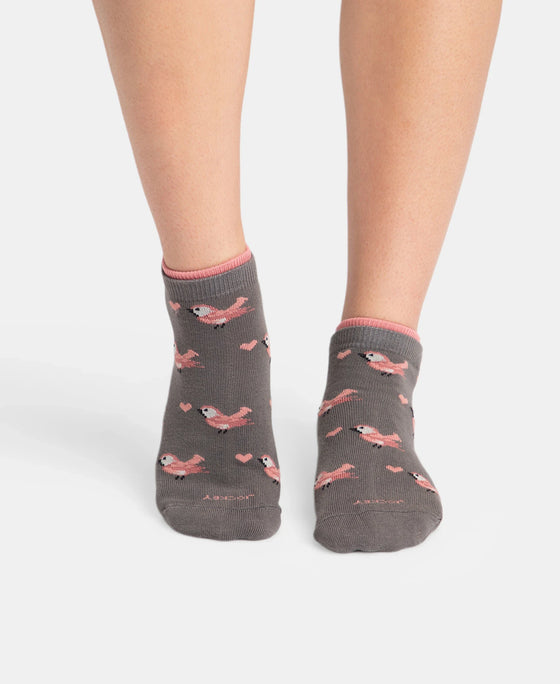 Compact Cotton Stretch Low Show Socks with StayFresh Treatment - Steel Grey - Pink Sorbet Melange (Pack of 2)