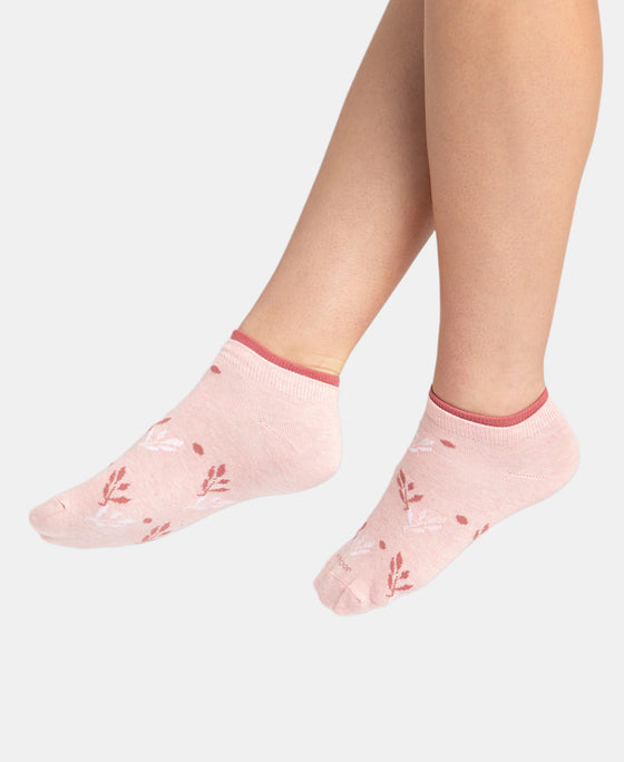 Compact Cotton Stretch Low Show Socks with StayFresh Treatment - Steel Grey - Pink Sorbet Melange (Pack of 2)