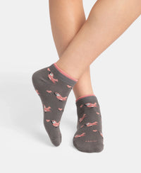 Compact Cotton Stretch Low Show Socks with StayFresh Treatment - Steel Grey - Pink Sorbet Melange (Pack of 2)