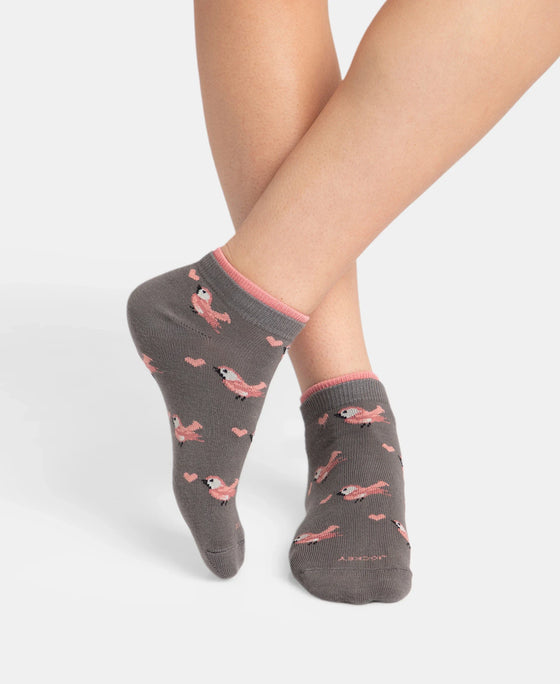 Compact Cotton Stretch Low Show Socks with StayFresh Treatment - Steel Grey - Pink Sorbet Melange (Pack of 2)