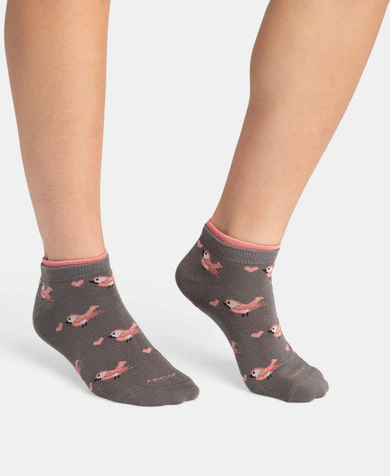 Compact Cotton Stretch Low Show Socks with StayFresh Treatment - Steel Grey - Pink Sorbet Melange (Pack of 2)