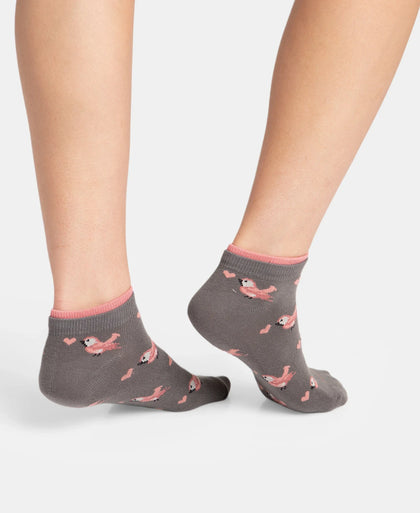 Compact Cotton Stretch Low Show Socks with StayFresh Treatment - Steel Grey - Pink Sorbet Melange (Pack of 2)