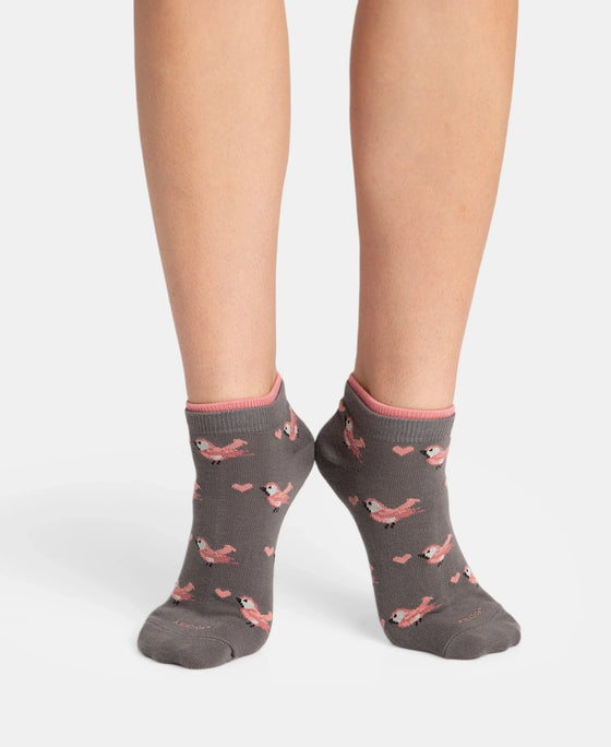 Compact Cotton Stretch Low Show Socks with StayFresh Treatment - Steel Grey - Pink Sorbet Melange (Pack of 2)