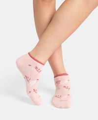 Compact Cotton Stretch Low Show Socks with StayFresh Treatment - Steel Grey - Pink Sorbet Melange (Pack of 2)