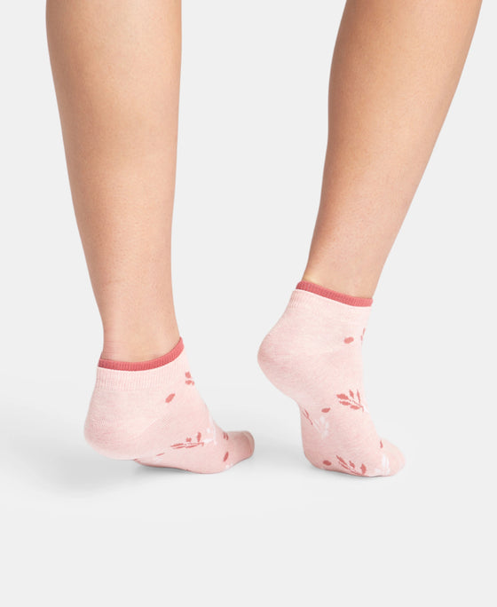 Compact Cotton Stretch Low Show Socks with StayFresh Treatment - Steel Grey - Pink Sorbet Melange (Pack of 2)