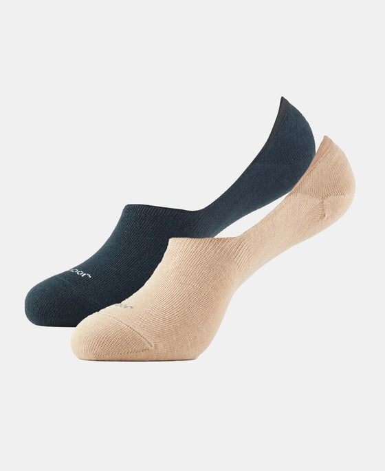Compact Cotton Stretch No Show Socks with StayFresh Treatment - Black & Skin (Pack of 2)