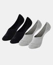 Compact Cotton Stretch No Show Socks with StayFresh Treatment - Black & Grey Melange (Pack of 2)