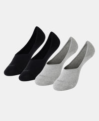 Compact Cotton Stretch No Show Socks with StayFresh Treatment - Black & Grey Melange (Pack of 2)