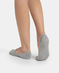 Compact Cotton Stretch No Show Socks with StayFresh Treatment - Black & Grey Melange (Pack of 2)