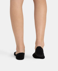 Compact Cotton Stretch No Show Socks with StayFresh Treatment - Black & Grey Melange (Pack of 2)
