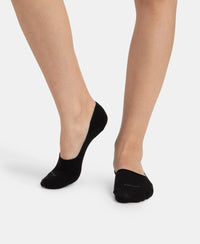 Compact Cotton Stretch No Show Socks with StayFresh Treatment - Black & Grey Melange (Pack of 2)