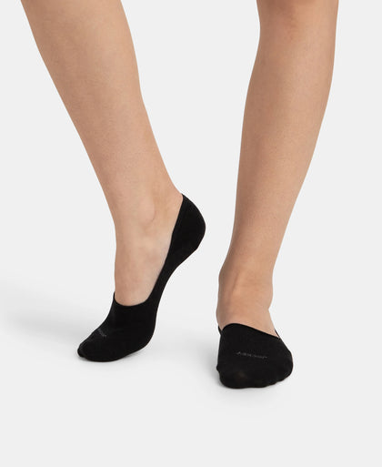 Compact Cotton Stretch No Show Socks with StayFresh Treatment - Black & Grey Melange (Pack of 2)
