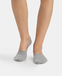 Compact Cotton Stretch No Show Socks with StayFresh Treatment - Black & Grey Melange (Pack of 2)