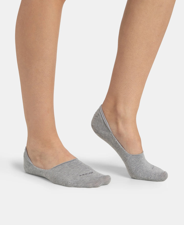 Compact Cotton Stretch No Show Socks with StayFresh Treatment - Black & Grey Melange (Pack of 2)