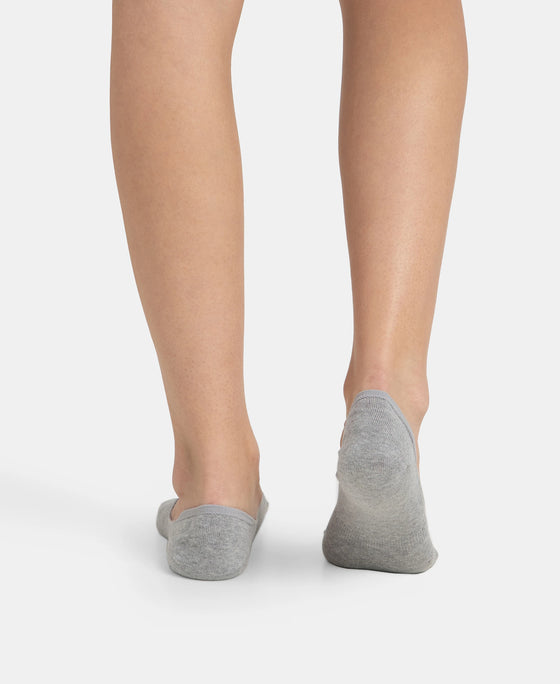 Compact Cotton Stretch No Show Socks with StayFresh Treatment - Black & Grey Melange (Pack of 2)