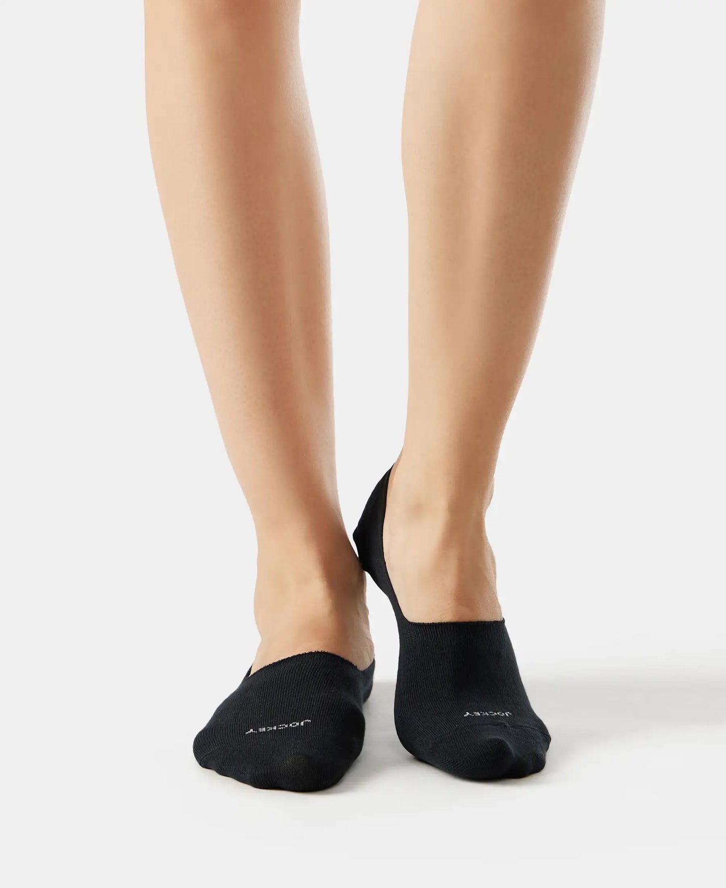 Compact Cotton Stretch No Show Socks with StayFresh Treatment - Black & Skin (Pack of 2)