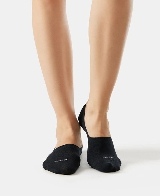 Compact Cotton Stretch No Show Socks with StayFresh Treatment - Black & Skin (Pack of 2)