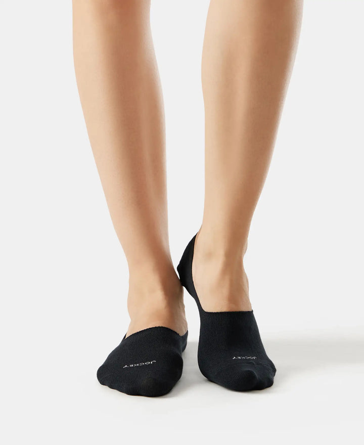Compact Cotton Stretch No Show Socks with StayFresh Treatment - Black & Skin (Pack of 2)