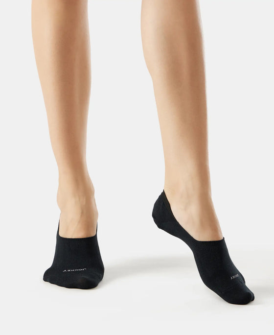 Compact Cotton Stretch No Show Socks with StayFresh Treatment - Black & Skin (Pack of 2)