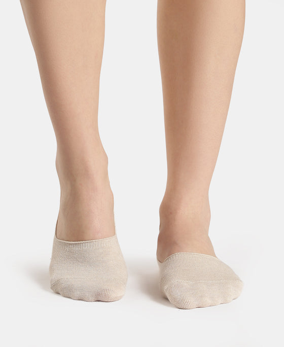 Compact Cotton Stretch No Show Socks with StayFresh Treatment - Oatmeal Melange
