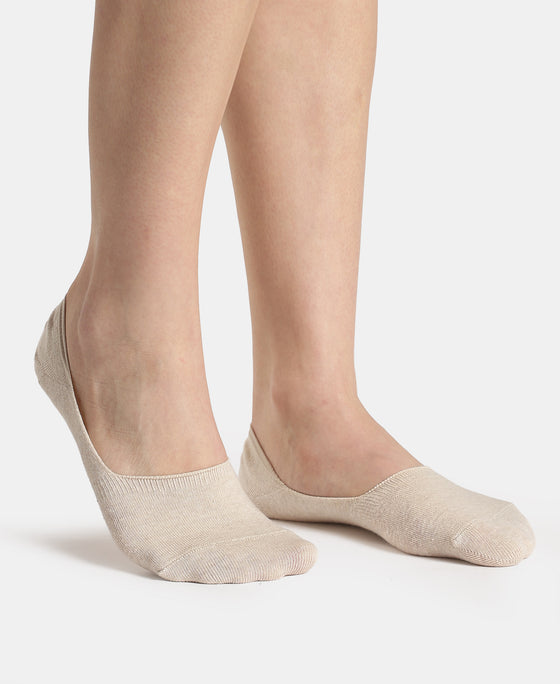 Compact Cotton Stretch No Show Socks with StayFresh Treatment - Oatmeal Melange