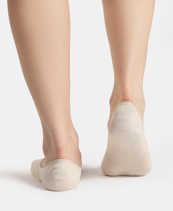 Compact Cotton Stretch No Show Socks with StayFresh Treatment - Oatmeal Melange