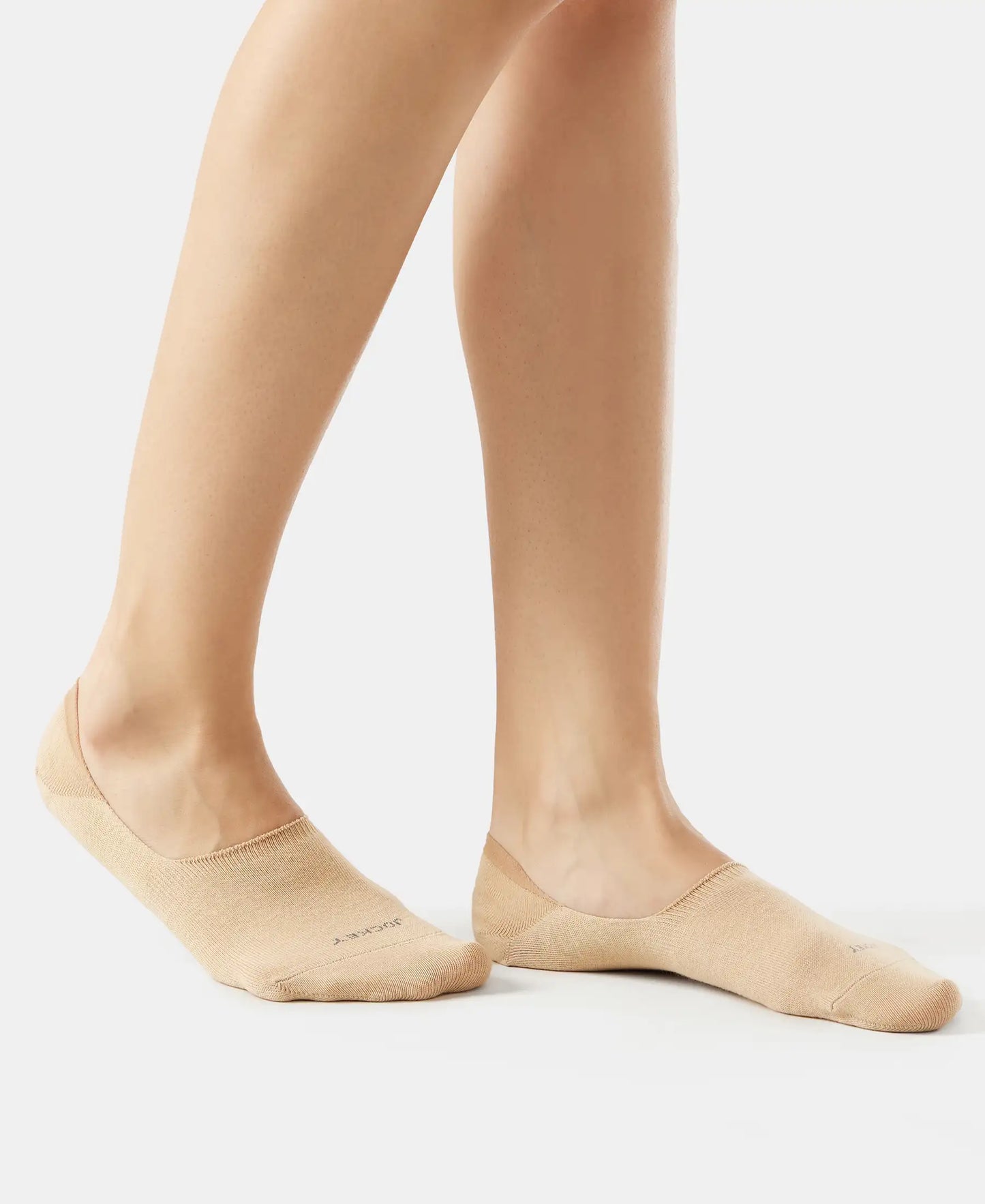 Compact Cotton Stretch No Show Socks with StayFresh Treatment - Black & Skin (Pack of 2)