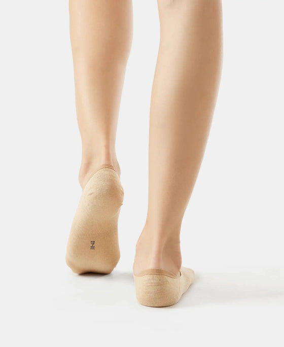 Compact Cotton Stretch No Show Socks with StayFresh Treatment - Black & Skin (Pack of 2)