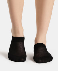 Compact Cotton Stretch No Show Socks with StayFresh Treatment - Lavender Fog Melange & Black (Pack of 2)