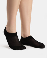 Compact Cotton Stretch No Show Socks with StayFresh Treatment - Lavender Fog Melange & Black (Pack of 2)
