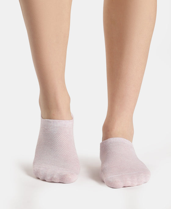 Compact Cotton Stretch No Show Socks with StayFresh Treatment - Lavender Fog Melange & Black (Pack of 2)