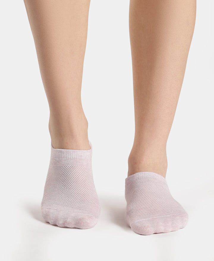 Compact Cotton Stretch No Show Socks with StayFresh Treatment - Lavender Fog Melange & Black (Pack of 2)