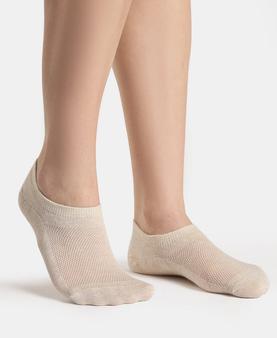 Compact Cotton Stretch No Show Socks with StayFresh Treatment - Oatmeal Melange & Almondine (Pack of 2)