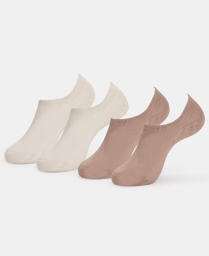 Compact Cotton Stretch No Show Socks with StayFresh Treatment - Oatmeal Melange & Almondine (Pack of 2)