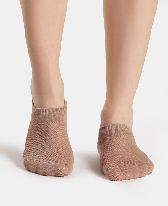 Compact Cotton Stretch No Show Socks with StayFresh Treatment - Oatmeal Melange & Almondine (Pack of 2)