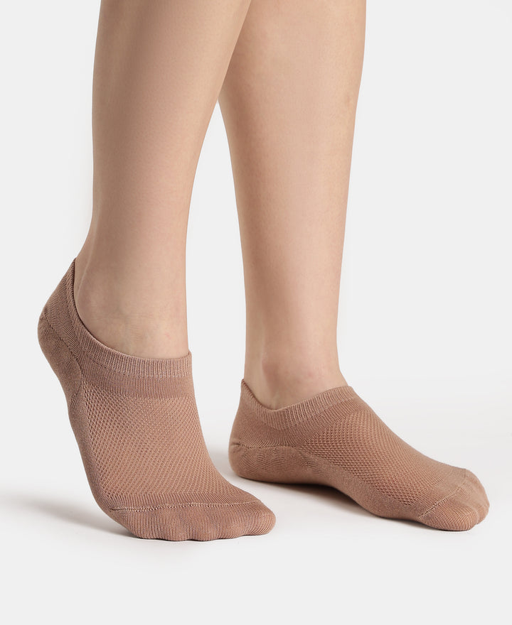 Compact Cotton Stretch No Show Socks with StayFresh Treatment - Oatmeal Melange & Almondine (Pack of 2)