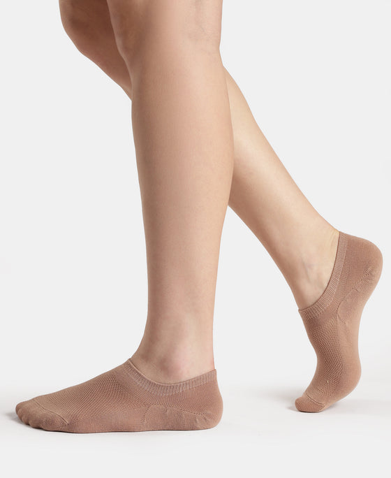 Compact Cotton Stretch No Show Socks with StayFresh Treatment - Oatmeal Melange & Almondine (Pack of 2)