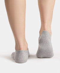 Compact Cotton Stretch No Show Socks with StayFresh Treatment - White & Steel Grey Melange (Pack of 2)